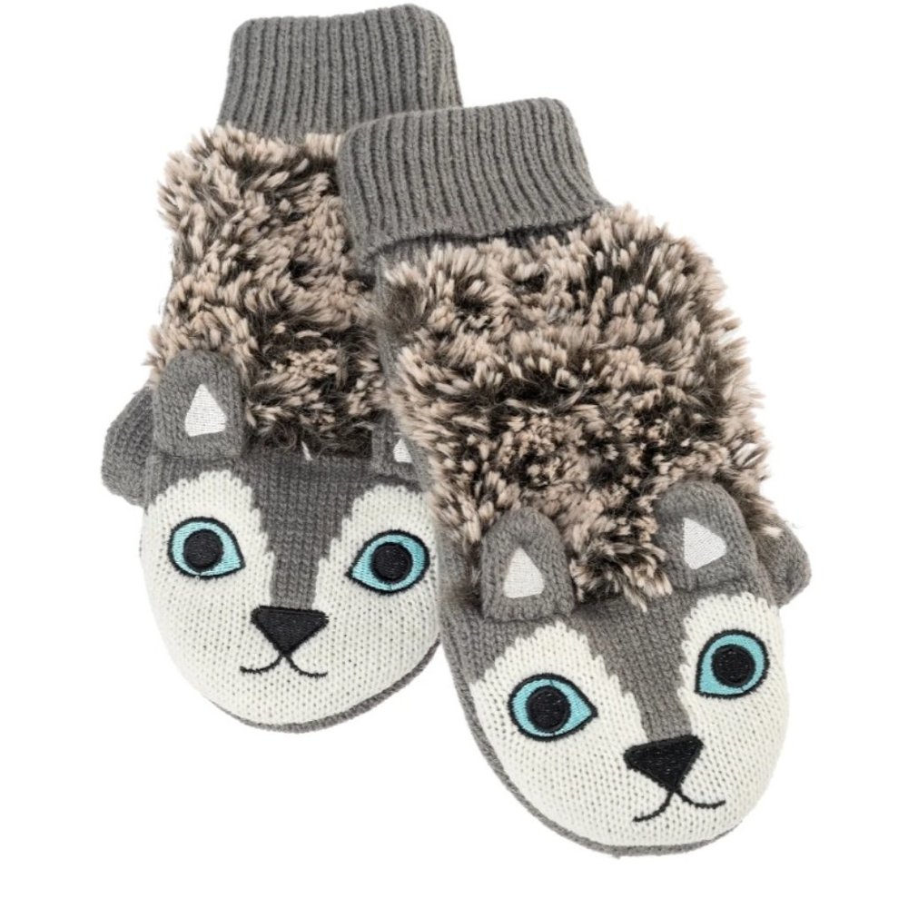 HUSKY LT GREY CRITTER MITTENS NWT
